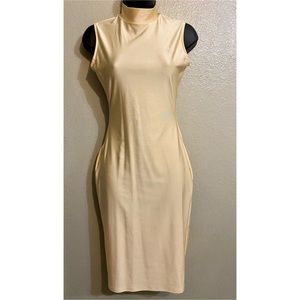 Light gold bodycon turtle neck dress